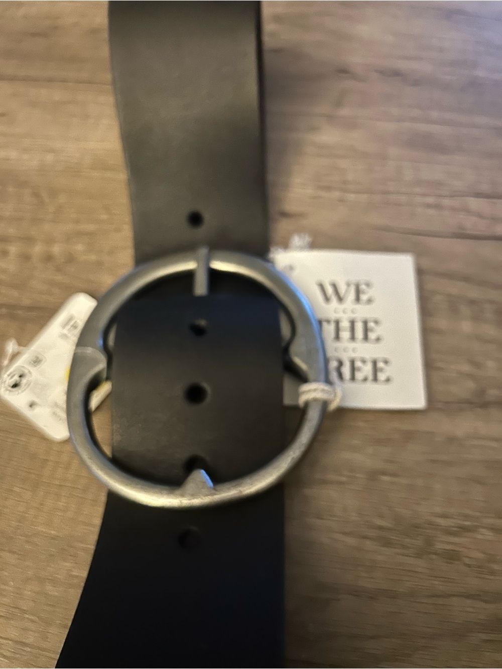 We The Free Black Leather Belt with Oval Silver Buckle